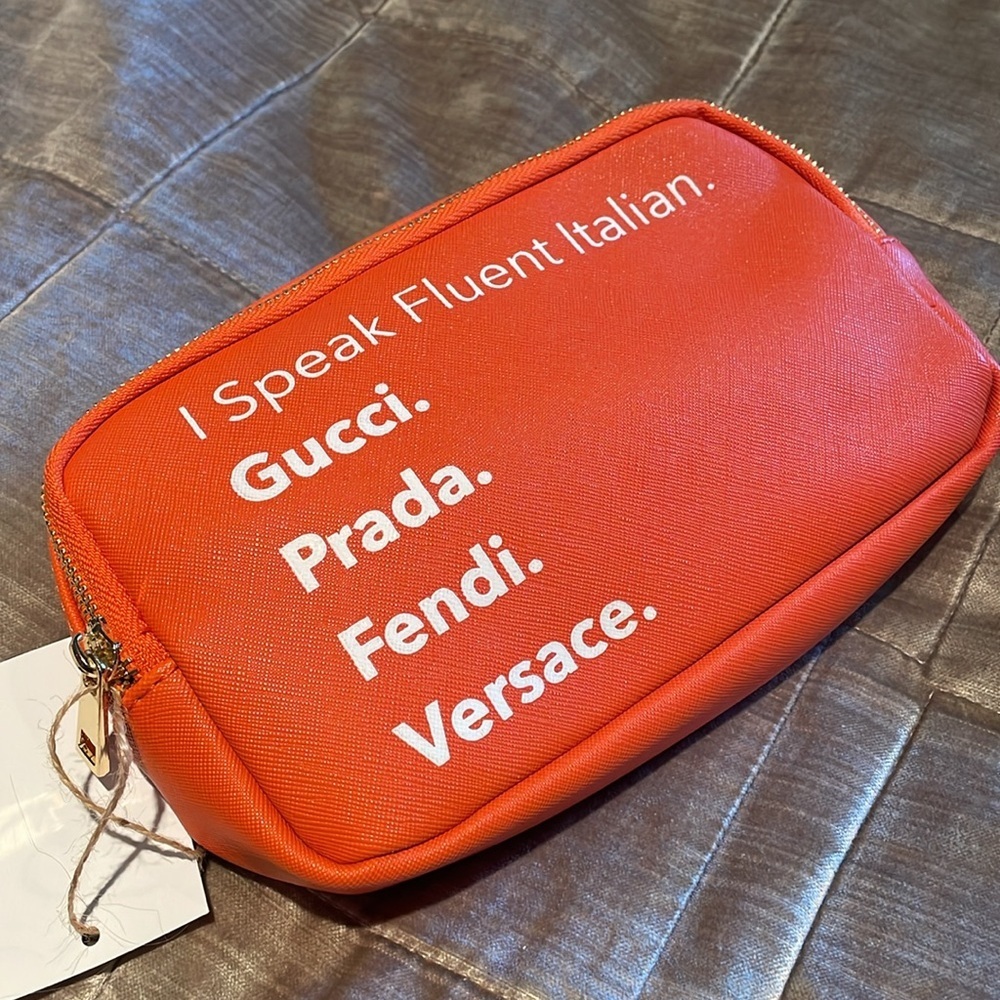 Sling Bag “I Speak Fluent Italian” Belt Bag Adjustable Belt NWOTS Orange